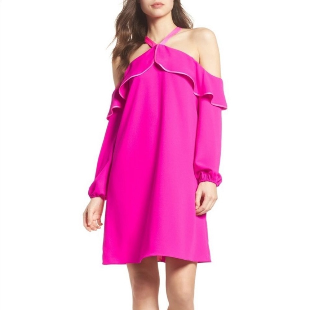 Lilly Pulitzer Abrielle Sunny Shoulder Long Sleeve Dress Berry Sangria Summer